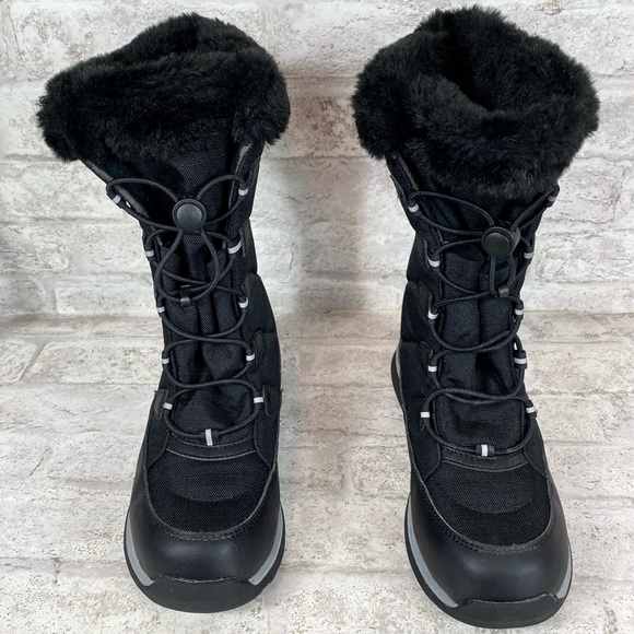 Lands’ End Youth/Adolescent Insulated Black Snow Boots Faux Fur Cuffs size 4M - Picture 6 of 8